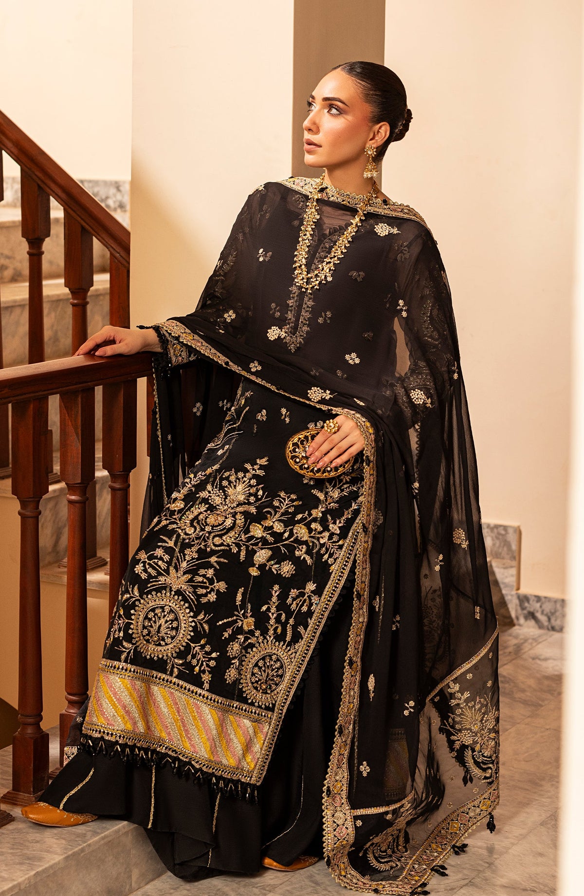 Side pose of model showing Aylin Dusky formal dress for evening wear